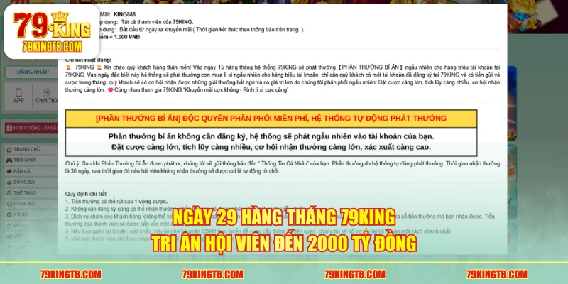 Khuyến Mãi 79KING Lên Đến 2026 Tỷ Đồng Đặt Cược Thả Ga